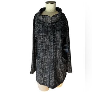 NWT Jill Alexander Creation Retro Style Cowl Neck Black Patterned Tunic Sz S
